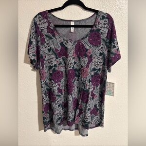 LuLaRoe NWT Classic T Women’s 2XL-FLORAL Print: Gray, Purple, Pink: Poly/Spandex